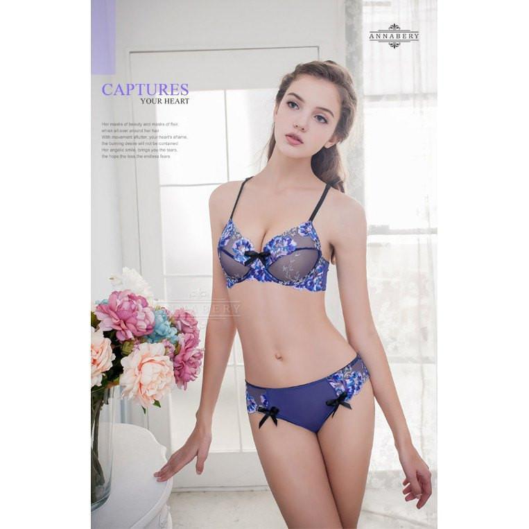 Annaberry - Butterfly Dance Beauty Back No Pad Rims Underwear Bra Set NA16040056 (Blue) | CherryAffairs Singapore