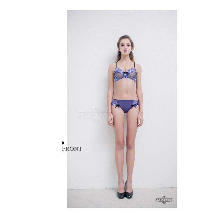 Annaberry - Butterfly Dance Beauty Back No Pad Rims Underwear Bra Set NA16040056 (Blue) | CherryAffairs Singapore