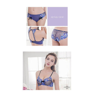 Annaberry - Butterfly Dance Beauty Back No Pad Rims Underwear Bra Set NA16040056 (Blue) | CherryAffairs Singapore