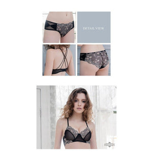 Annaberry - Romantic Swan Beauty Back No Pad Rims Underwear Bra Set NA16040049 (Black) | CherryAffairs Singapore