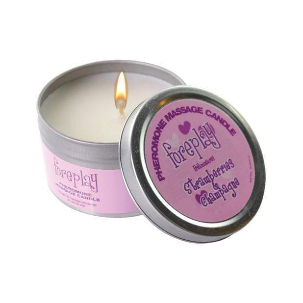 Classic Erotica - Foreplay Pheromone Soy Massage Candle Strawberries Champagne 4oz (Pink) | Zush.sg