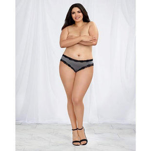 Dreamgirl - Microfiber Cheeky Panty with Criss Cross Open Back Detail 1X (Slate/Black) | Zush.sg