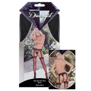 Dreamgirl - Sheer Garter Belt Pantyhose O/S (Black) Costumes 876802036697 CherryAffairs