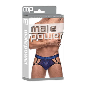 Male Power - Diamond Mesh Jock Underwear with Ring S/M (Blue) Gay Pride Underwear 845830085328 CherryAffairs