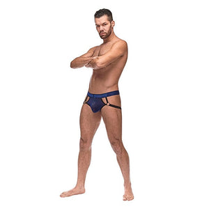 Male Power - Diamond Mesh Jock Underwear with Ring S/M (Blue) Gay Pride Underwear 845830085328 CherryAffairs