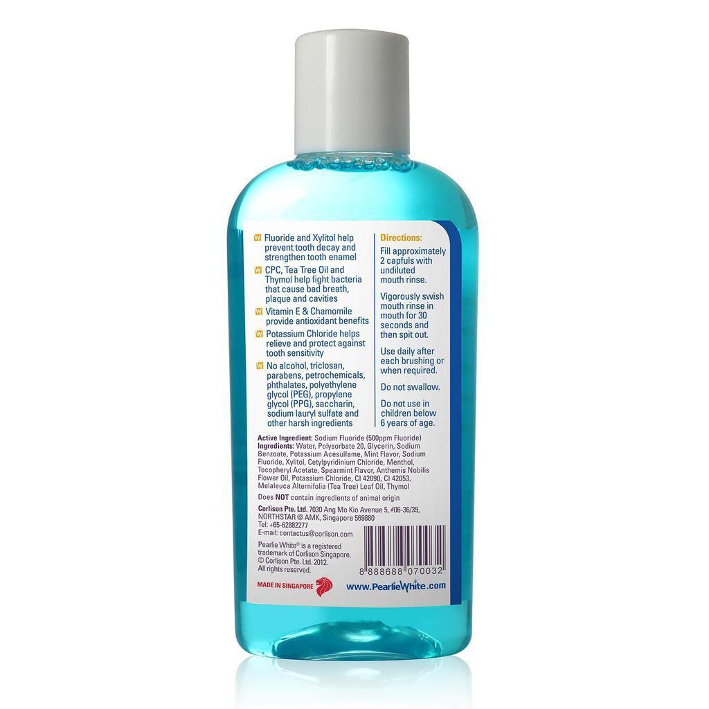 Pearlie White - Fluorinze Alcohol Free Antibacterial Fluoride Mouth Rinse 100ml (Blue) | CherryAffairs Singapore