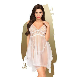 Penthouse - Naughty Doll Lace Babydoll with Thong Chemise M/L (White) Chemises 4061504006291 CherryAffairs