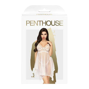 Penthouse - Naughty Doll Lace Babydoll with Thong Chemise M/L (White) Chemises 4061504006291 CherryAffairs