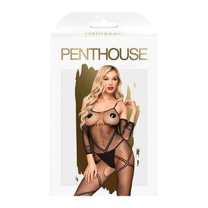 Penthouse - Under Arrest Sheer Criss Cross Crotchless Bodystocking Costume XL (Black) Costumes 4061504005133 CherryAffairs