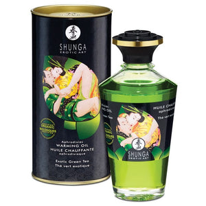 Shunga - Aphrodisiac Organic Flavored Warming Oil 3.5 oz (Erotic Green Tea) Massage Oil 697309023115 CherryAffairs